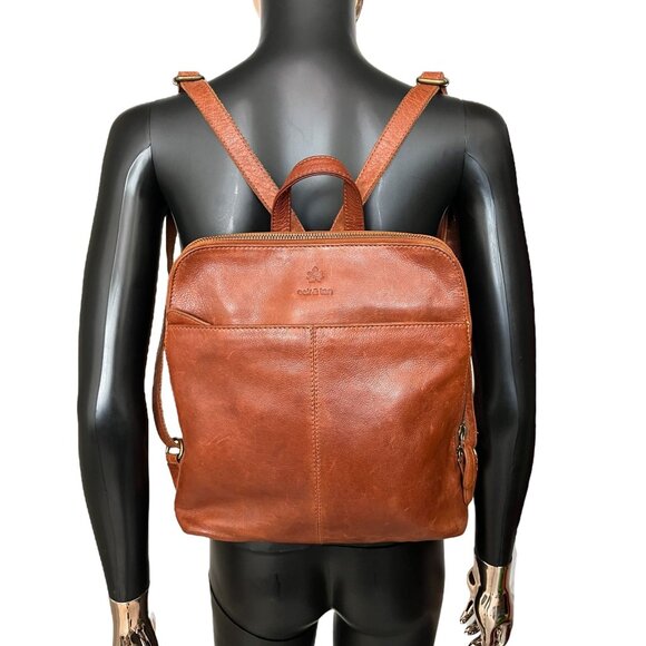 Oak & Tan Handmade Leather Backpack Rustic Chestnut Brown - Picture 2 of 14